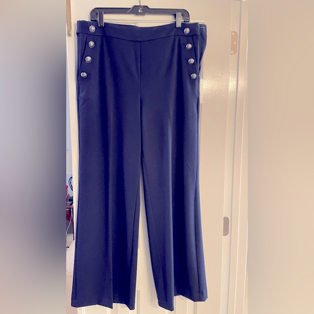Navy blue sailor-style trousers, never worn.